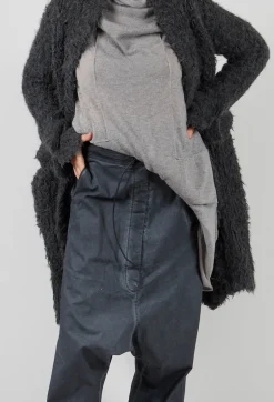 Extreme Drop Crotch Trousers with Pull Toggle Waist in Coal Cloud