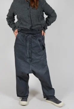 Extreme Drop Crotch Trousers with Pull Toggle Waist in Coal Cloud