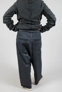 Extreme Drop Crotch Trousers with Pull Toggle Waist in Coal Cloud