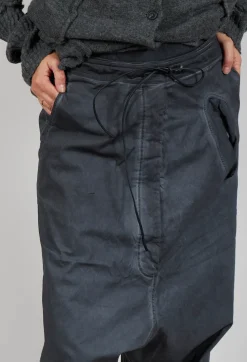 Extreme Drop Crotch Trousers with Pull Toggle Waist in Coal Cloud