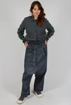 Extreme Drop Crotch Trousers with Pull Toggle Waist in Coal Cloud