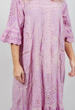 Eyelet Anna Grace Dress in Purple Boba