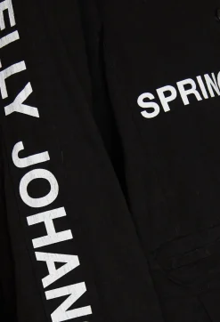 Fatima Coat with Text in Black Printed