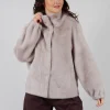 Faux Fur Jacket with High Neck in Grey