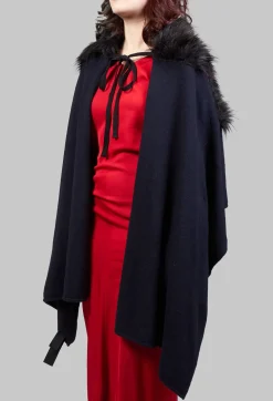 Faux Fur Scarf in Dark Blue