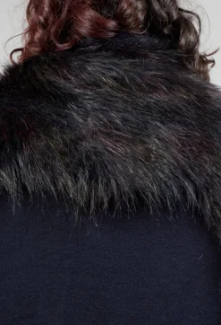 Faux Fur Scarf in Dark Blue