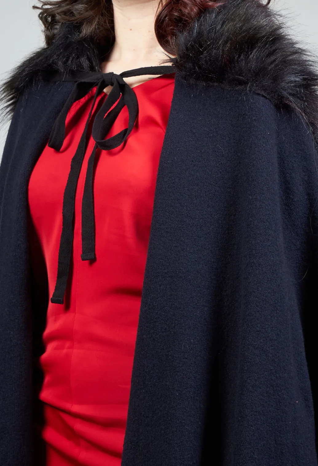 Faux Fur Scarf in Dark Blue