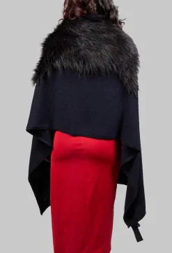 Faux Fur Scarf in Dark Blue