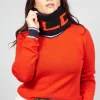 Faux Fur Snood in Molibdenite Black / Orange