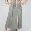 Faux Leather Georgette Skirt in Green