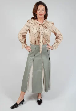 Faux Leather Georgette Skirt in Green