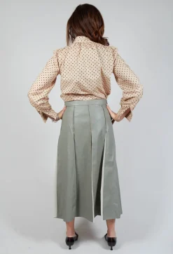 Faux Leather Georgette Skirt in Green