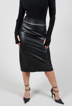 Faux Leather Skirt in Black
