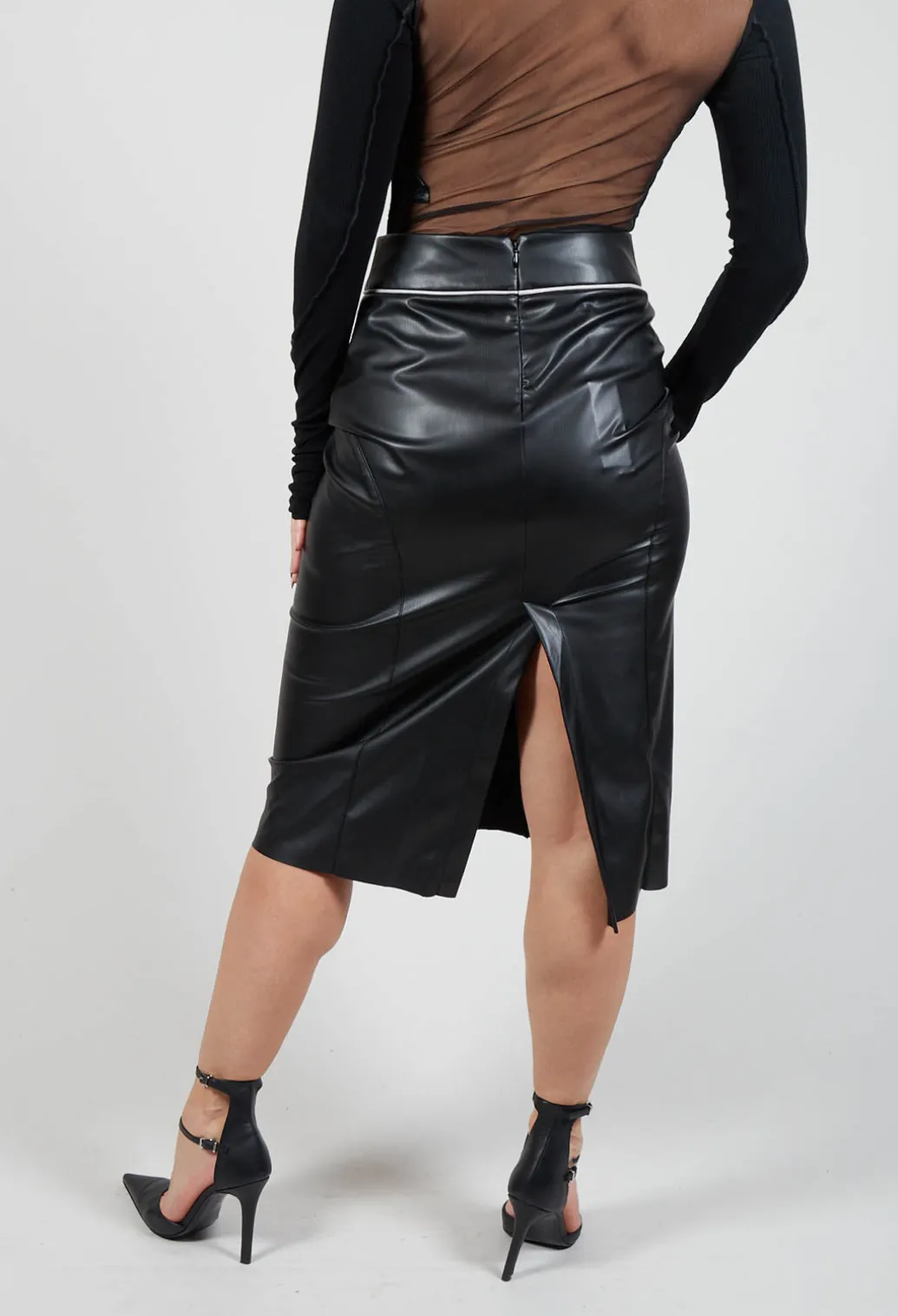 Faux Leather Skirt in Black
