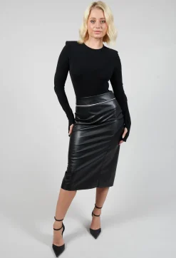 Faux Leather Skirt in Black