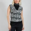 Faux Turtleneck V-Neck Sweater Vest in Off White