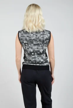 Faux Turtleneck V-Neck Sweater Vest in Off White