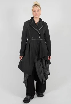 Fine Cord Dress Coat in Cannete and Raso di Viscosa Grey Storm