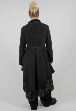Fine Cord Dress Coat in Cannete and Raso di Viscosa Grey Storm
