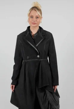 Fine Cord Dress Coat in Cannete and Raso di Viscosa Grey Storm