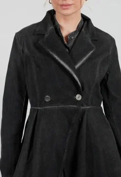 Fine Cord Dress Coat in Cannete and Raso di Viscosa Grey Storm