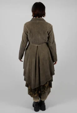 Fine Cord Dress Coat in Velluto Cannete and Raso di Viscosa Green Tuscany