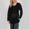 Fine Knit T-Shirt in Black Sparkle