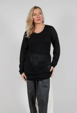 Fine Knit T-Shirt in Black Sparkle