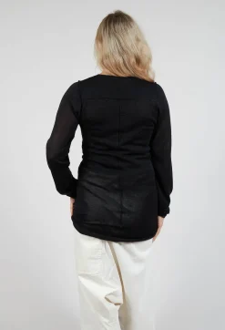 Fine Knit T-Shirt in Black Sparkle
