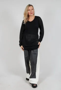 Fine Knit T-Shirt in Black Sparkle