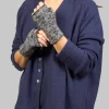 Fingerless Gloves in Almost Black and Beige