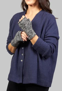 Fingerless Gloves in Almost Black and Beige