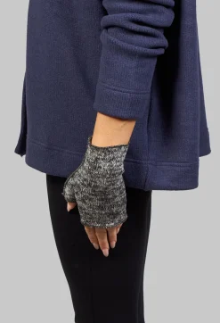 Fingerless Gloves in Almost Black and Beige