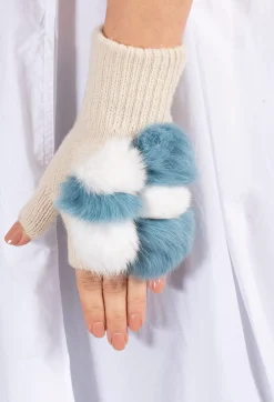 Fingerless Gloves in Blue/White