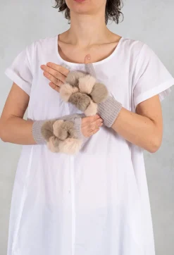 Fingerless Gloves in Light Pink/Taupe