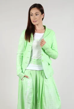Fitted Button Through Jacket in Lime Print