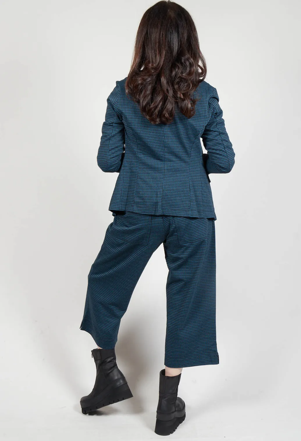 Fitted Button Through Jacket in Ink Check