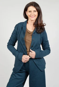Fitted Button Through Jacket in Ink Check
