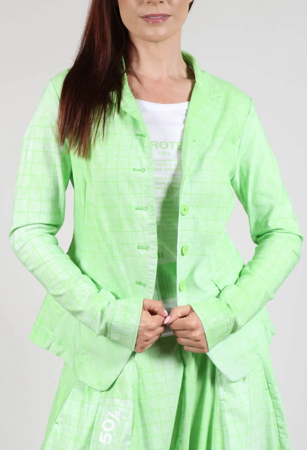 Fitted Button Through Jacket in Lime Print