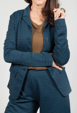 Fitted Button Through Jacket in Ink Check