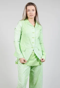 Fitted Button Through Jacket in Lime Print
