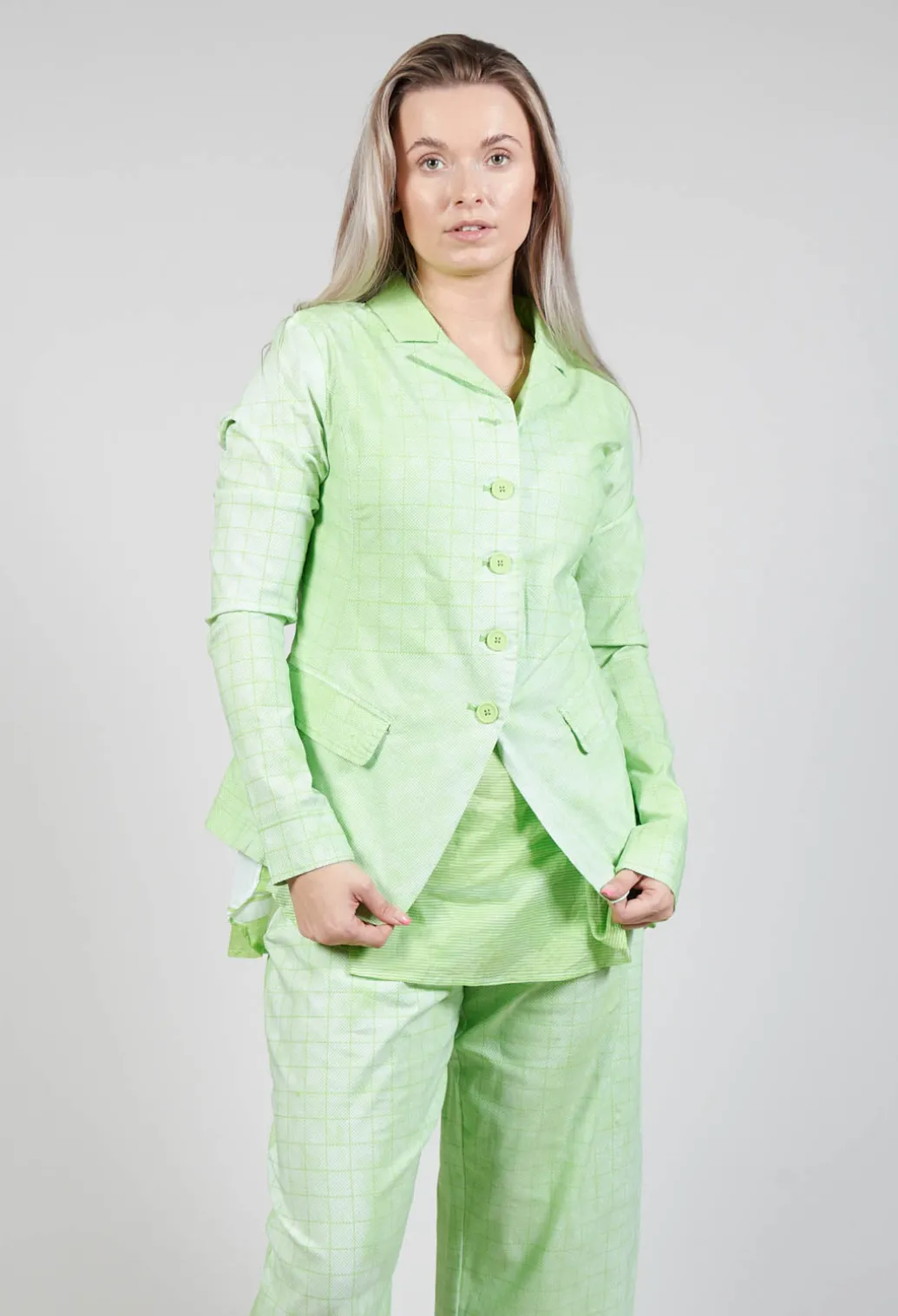 Fitted Button Through Jacket in Lime Print