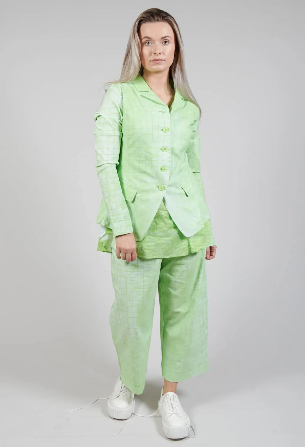 Fitted Button Through Jacket in Lime Print