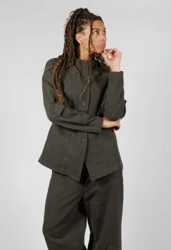 Fitted Button Through Utility Jacket in Jungle