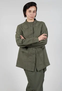 Fitted Button Through Utility Jacket in Camp