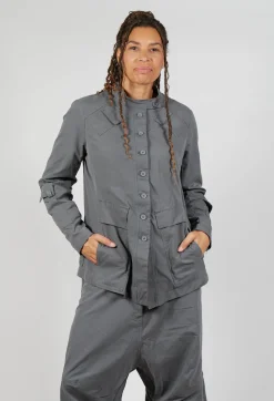 Fitted Button Through Utility Jacket in Rock