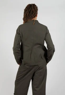 Fitted Button Through Utility Jacket in Jungle