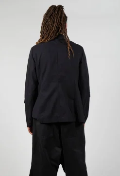 Fitted Button Through Utility Jacket in Black