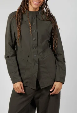 Fitted Button Through Utility Jacket in Jungle