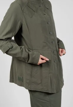 Fitted Button Through Utility Jacket in Camp
